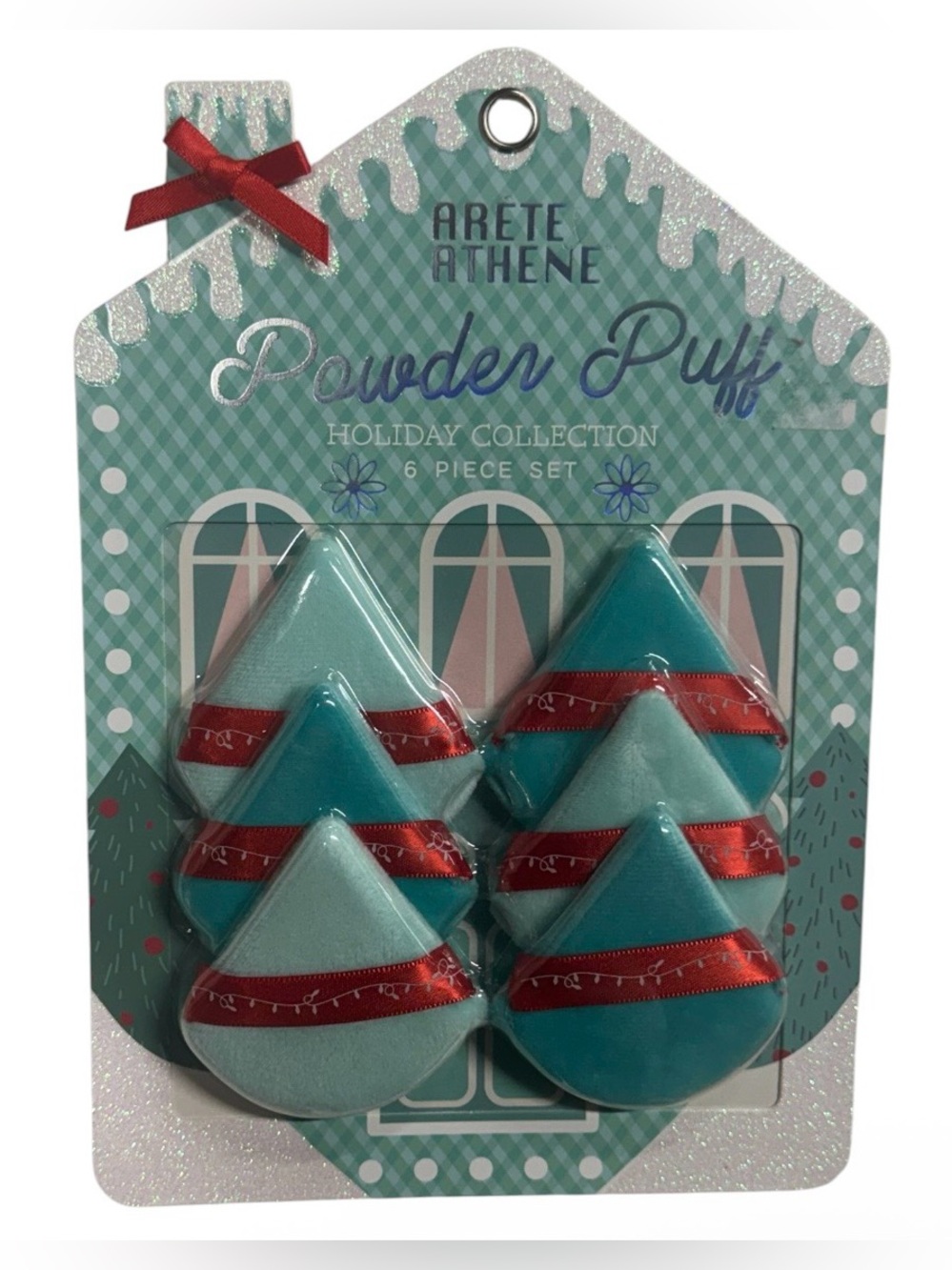 Aréte & Athene brand pack of 6 powder puff makeup sponges brand new in packaging